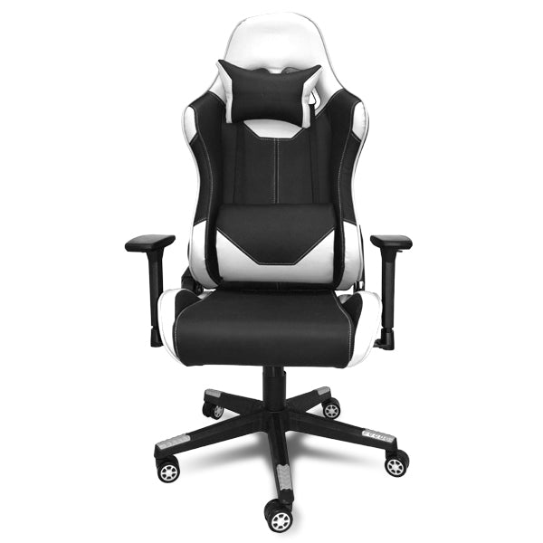 Silla Gaming Ergonómica Reclinable con Cojín Lumbar y Cervical | Altura Ajustable, Reposabrazos Ajustables, Ruedas 360°