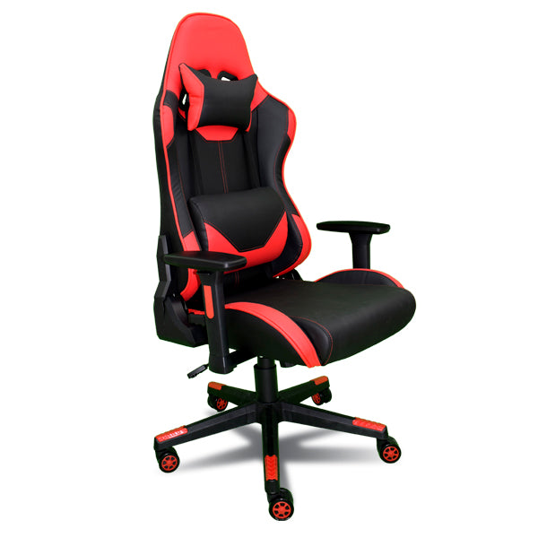 Silla Gaming Ergonómica Reclinable con Cojín Lumbar y Cervical | Altura Ajustable, Reposabrazos Ajustables, Ruedas 360°