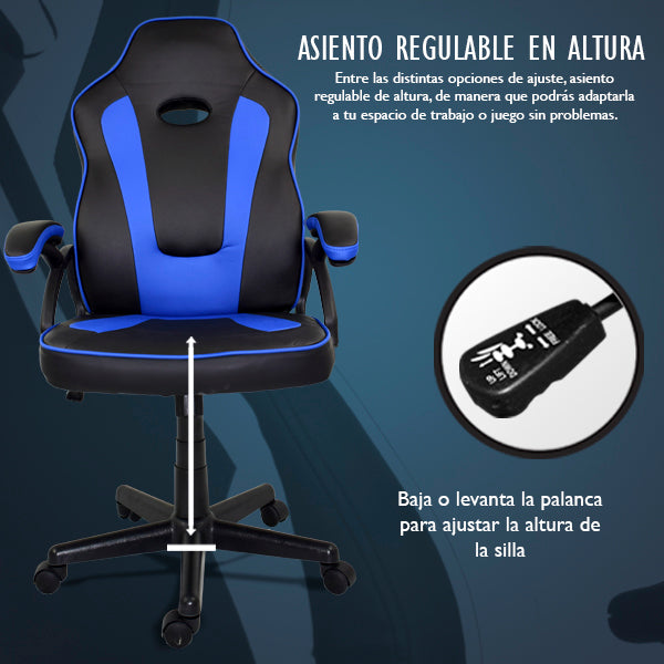 Silla Gaming Ergonómica | Altura Ajustable, | Ideal para Oficina, Escritorio, Teletrabajo, Estudio, Juego, Ordenador
