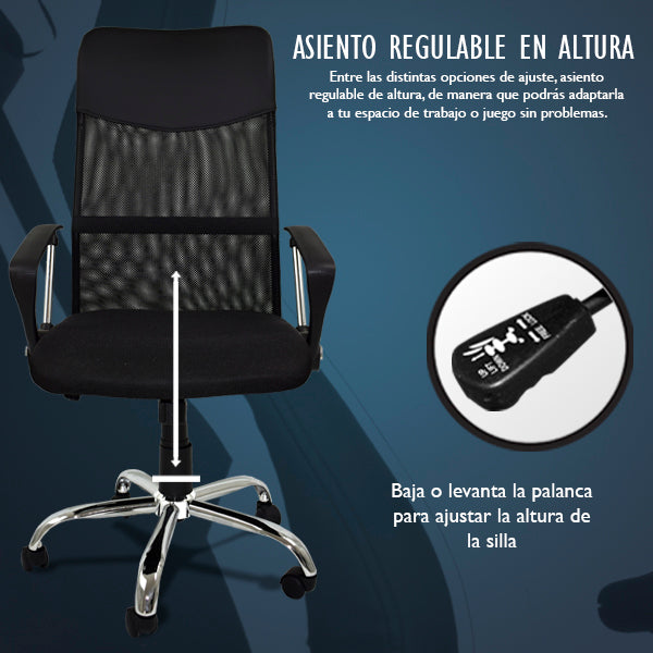 Silla de Oficina Ergonómica | Altura Ajustable, | Ideal para Oficina, Escritorio, Teletrabajo, Estudio, Juego, Ordenador