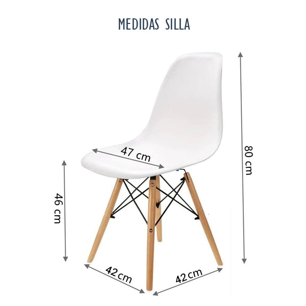Pack 4 sillas estilo nórdico blanco 56 x 81 x cm