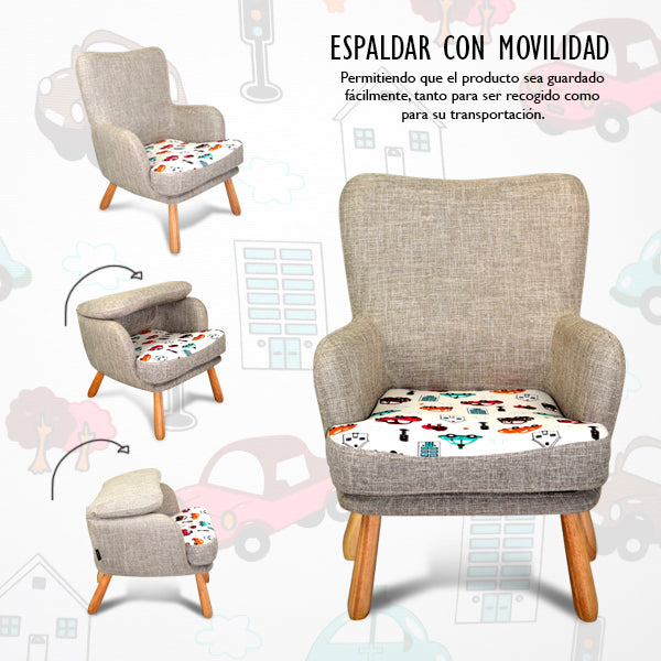 Sillón Infantil Mini Sofá para Niños de +3 Años con Asiento Acolchado Reposabrazos y Estructura de Madera