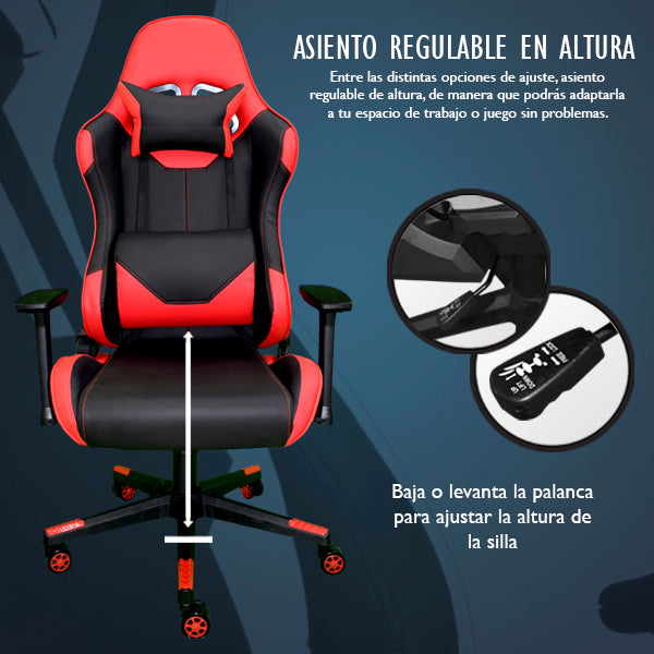 Silla Gaming Ergonómica | Altura Ajustable, | Ideal para Oficina, Escritorio, Teletrabajo, Estudio, Juego, Ordenador