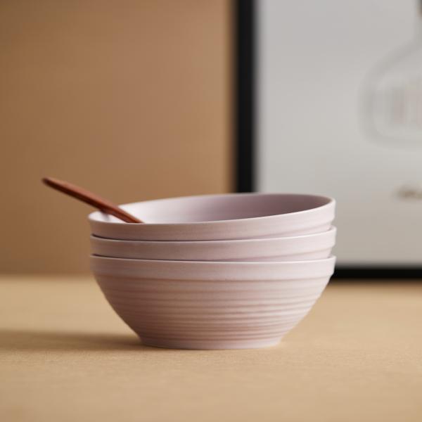 Tazón de Arroz 4.5" Matt Purple en Set de 6 Piezas Cerámica de Alta Temperatura Tono Lavanda Suave y Elegante para Uso Diario 11.8 cm