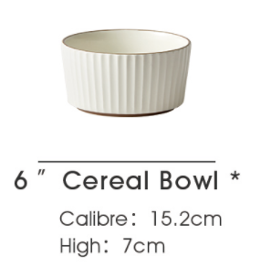 Tazón de Cereal de Cerámica Blanca 6" Calibre 15.2cm Alta Elegancia Minimalista para Comidas Diarias Set de 4 Piezas Diseño Sésamo Textura Natural