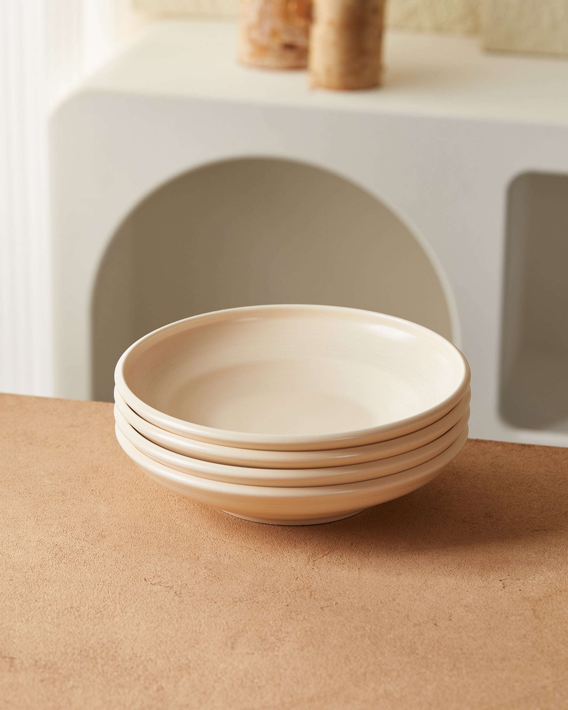 Plato de Sopa 8.5" Azul Mate/Naranja Mate/Naranja Reactivo Mate/Blanco Brillante Juego de 4 Piezas Cerámica Premium Diámetro 21.5 cm Seguro Microondas Lavavajillas