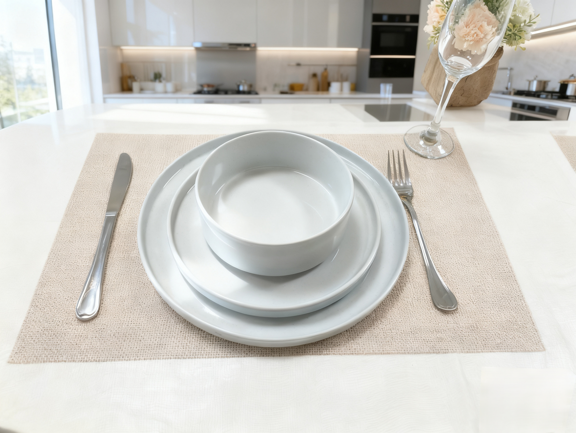 Juego de Vajilla Nórdica de Cerámica 12 Piezas Versión Básica 4 Conjuntos Diseño Minimalista Textura Natural Tipo Sésamo Apto para Microondas y Lavavajillas