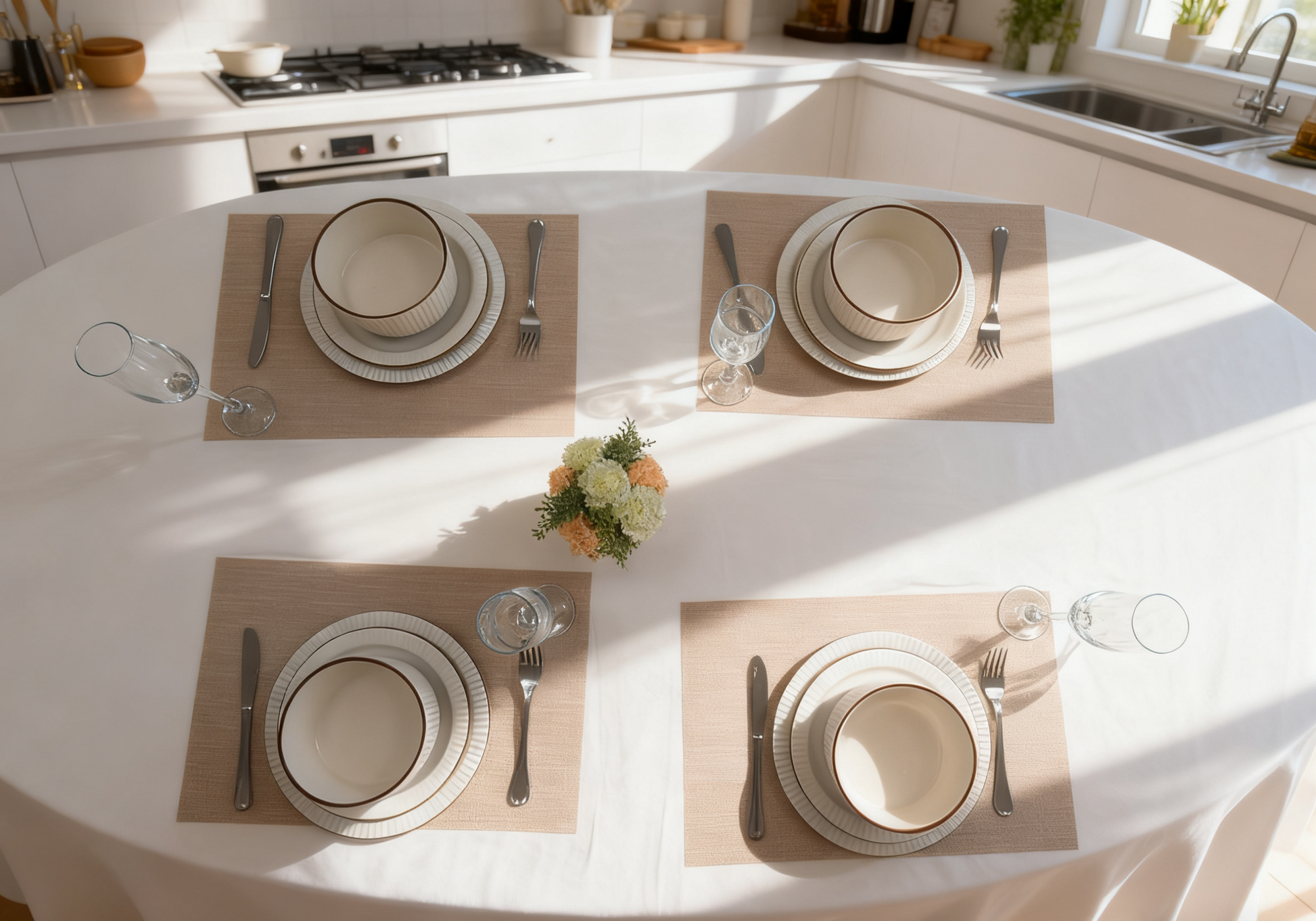 Juego de Vajilla Nórdica de Cerámica 12 Piezas 4 Conjuntos Plato Grande 10 Pulgadas Plato Mediano 8.5 Pulgadas Cuenco 6 Pulgadas Resistente Elegante Apto para Microondas y Lavavajillas