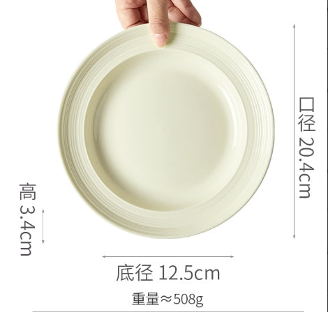 Platos de Sopa 8" en Set de 4 Piezas Cerámica de Alta Calidad Color Beige para Comidas Diarias y Especiales