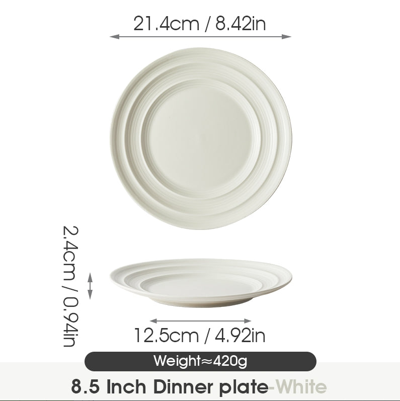 Platos Laterales de 8.3" en Amarillo/Blanco Mate Set de 4 Piezas Versión Básica Cerámica de Alta Calidad Diámetro 21.4 cm Ideal para Desayunos y Comidas