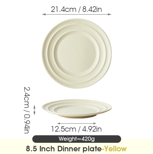 Platos Laterales de 8.3" en Amarillo/Blanco Mate Set de 4 Piezas Versión Básica Cerámica de Alta Calidad Diámetro 21.4 cm Ideal para Desayunos y Comidas