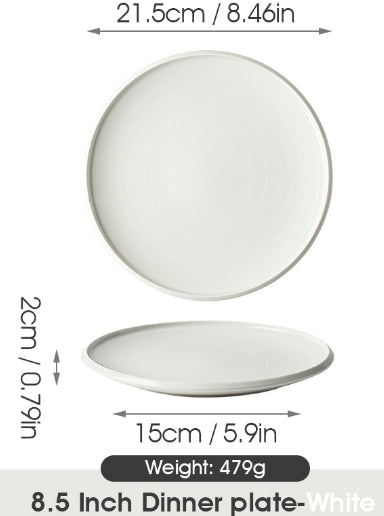 Platos Planos Brillo Blanco/Naranja Mate 8.5" Set de 4 Piezas Versión Básica Diseño Minimalista y Elegante para Uso Diario Tamaño Ideal y Estilo Moderno