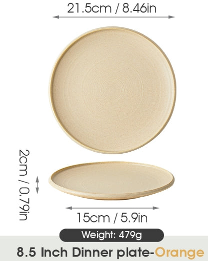 Platos Planos Brillo Blanco/Naranja Mate 8.5" Set de 4 Piezas Versión Básica Diseño Minimalista y Elegante para Uso Diario Tamaño Ideal y Estilo Moderno