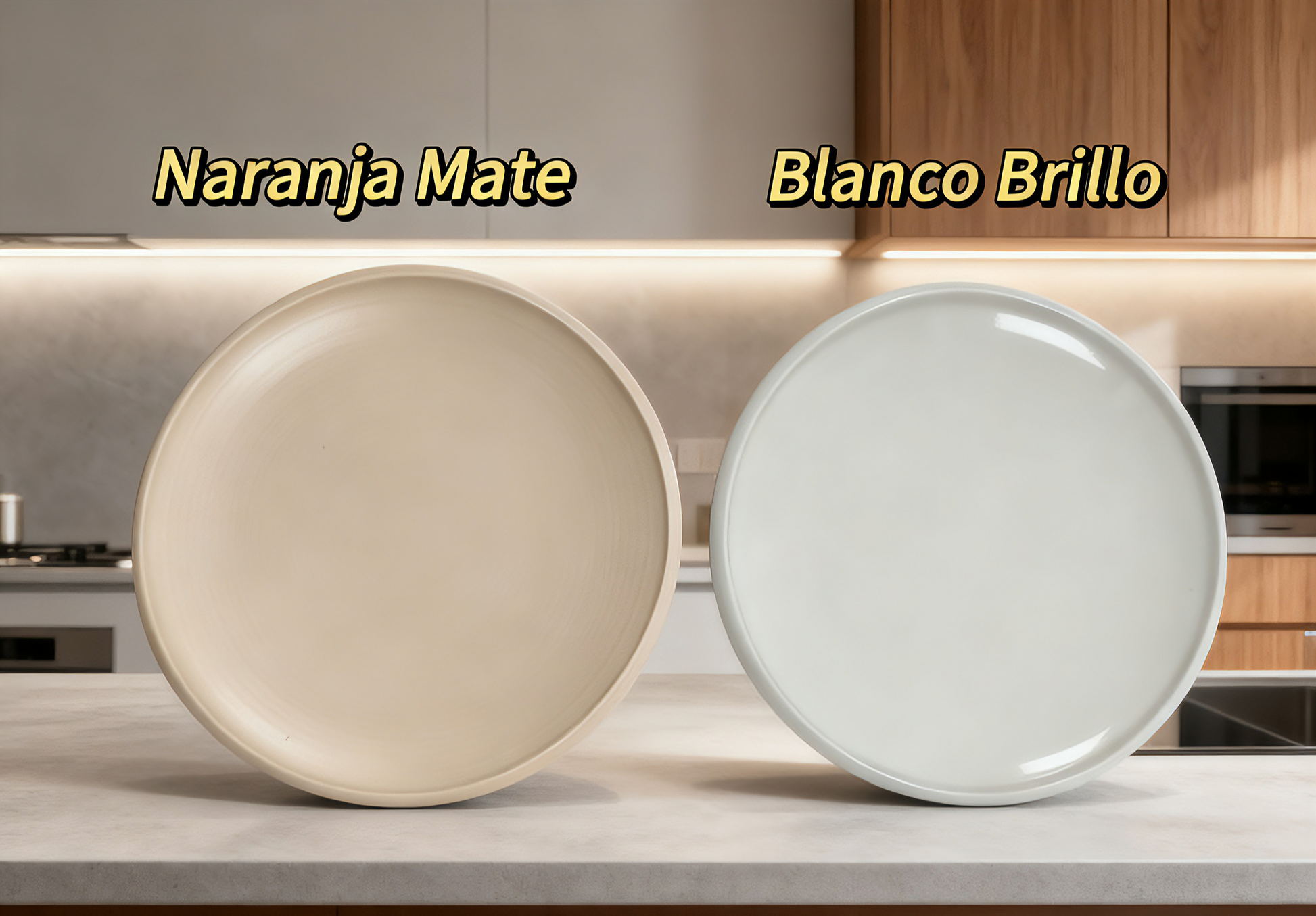 Platos Planos Brillo Blanco/Naranja Mate 8.5" Set de 4 Piezas Versión Básica Diseño Minimalista y Elegante para Uso Diario Tamaño Ideal y Estilo Moderno