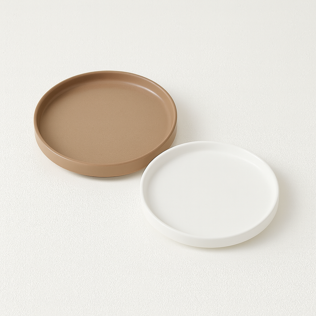 Juego de 4 Platos de Cerámica Nórdica 8.5" Esmaltados Beige Suave Resistente al Rayado para Comidas Familiares y Cenas Elegancia y Calidez en Cada Comida