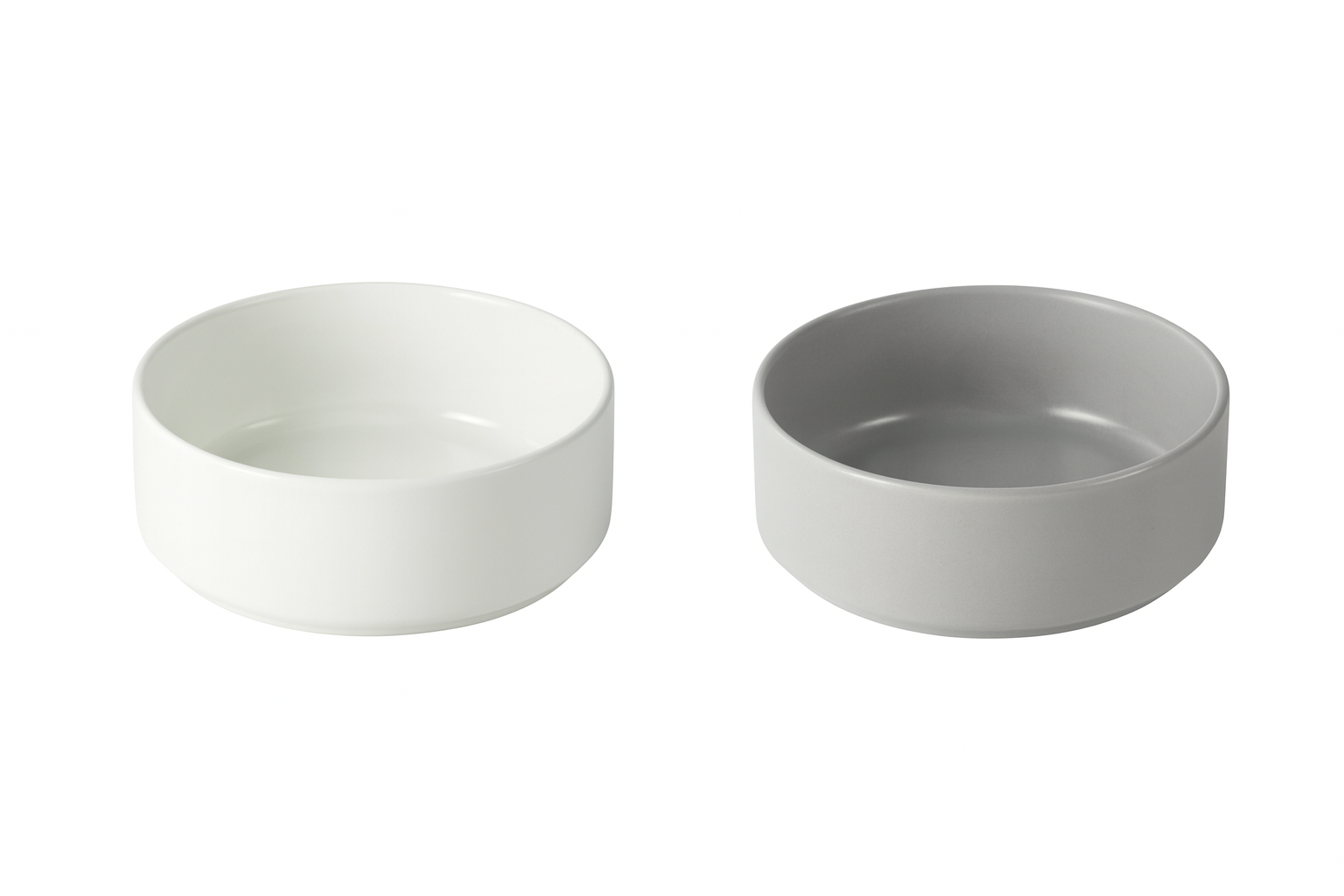 Tazón de Cerámica Gris/Blanco 5.5" en Set de 4 Piezas Versión Básica Diseño Minimalista y Elegante Hecho a Alta Temperatura Fuerte pero Delicado Acabado Suave y Brillante 14 cm Diámetro