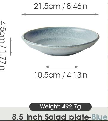 Plato de Sopa 8.5" Azul Mate/Naranja Mate/Naranja Reactivo Mate/Blanco Brillante Juego de 4 Piezas Cerámica Premium Diámetro 21.5 cm Seguro Microondas Lavavajillas