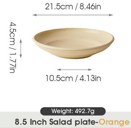 Plato de Sopa 8.5" Azul Mate/Naranja Mate/Naranja Reactivo Mate/Blanco Brillante Juego de 4 Piezas Cerámica Premium Diámetro 21.5 cm Seguro Microondas Lavavajillas